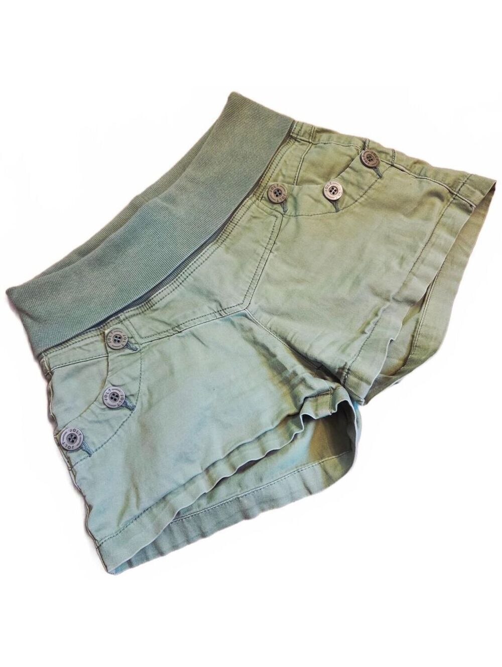Jolt Y2K 2000s Lowrise Green Foldover Waistband Utility Shorts Size 5 Grunge